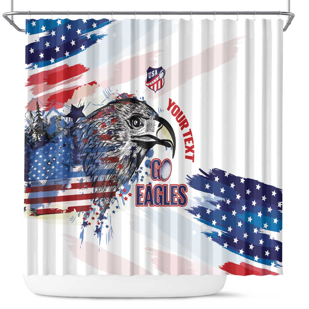 USA 2026 Rugby Custom Shower Curtain Go Eagle Brushes Style