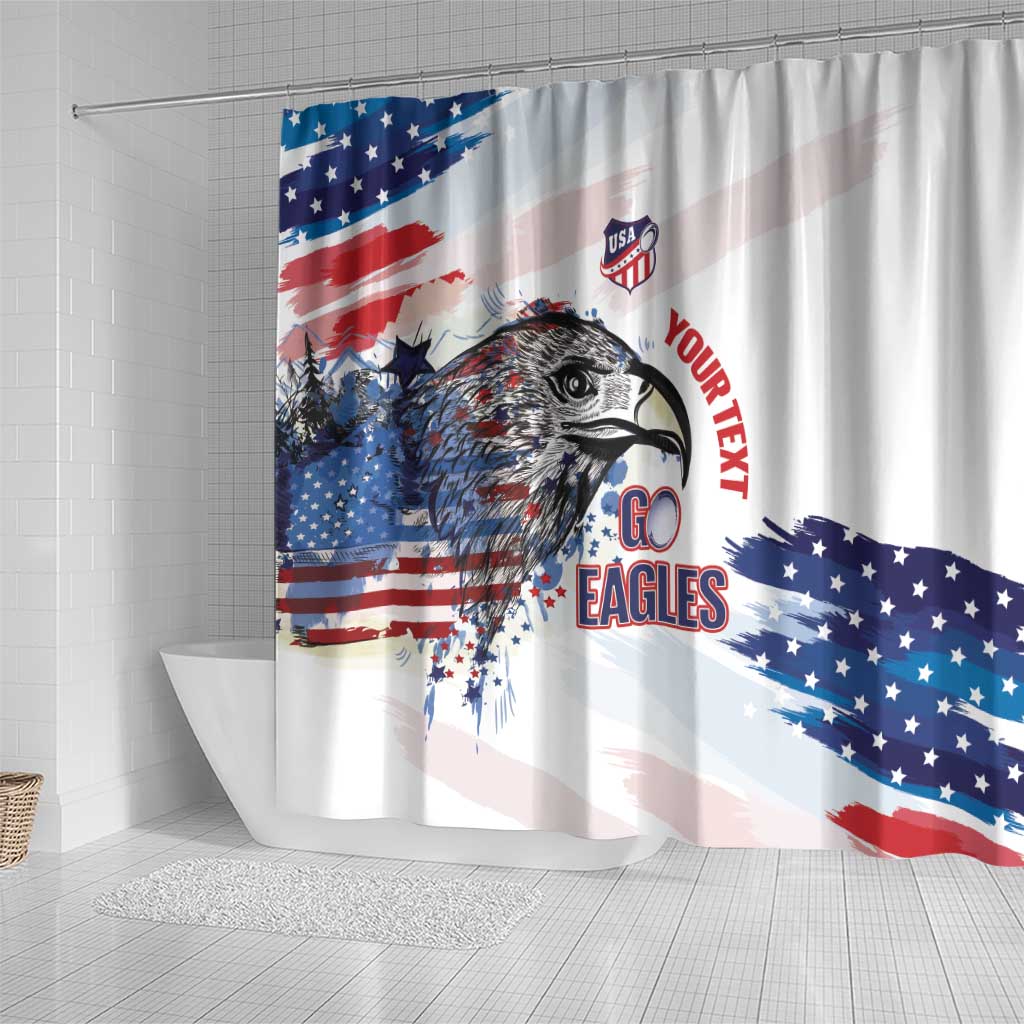 USA 2026 Rugby Custom Shower Curtain Go Eagle Brushes Style