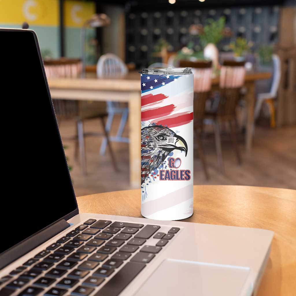 USA 2026 Rugby Custom Skinny Tumbler Go Eagle Brushes Style