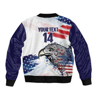 USA 2026 Rugby Custom Sleeve Zip Bomber Jacket Go Eagle Brushes Style