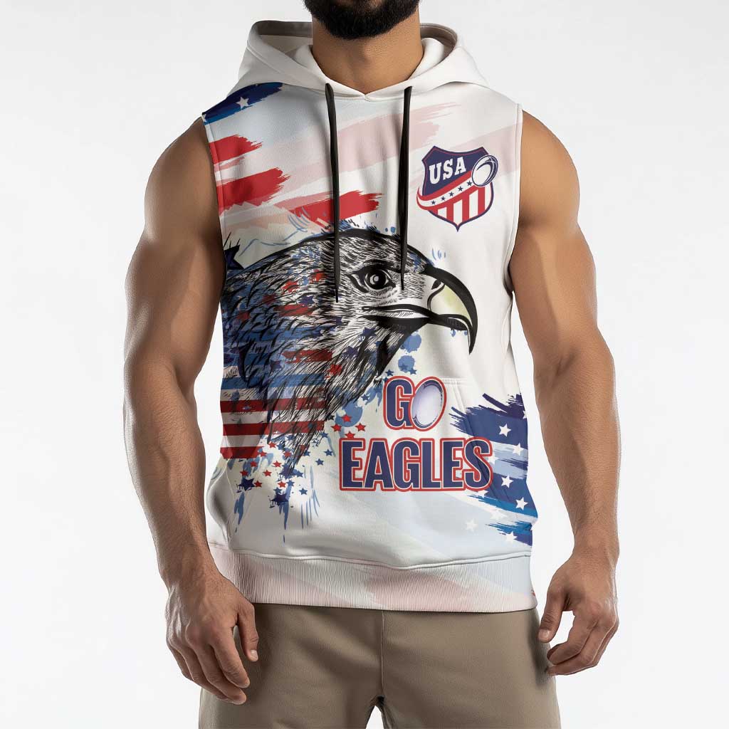 USA 2026 Rugby Custom Sleeveless Hoodie Go Eagle Brushes Style