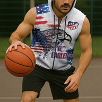 USA 2026 Rugby Custom Sleeveless Zip Hoodie Go Eagle Brushes Style