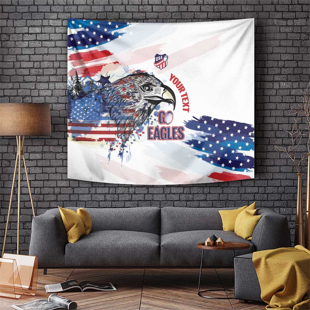 USA 2026 Rugby Custom Tapestry Go Eagle Brushes Style