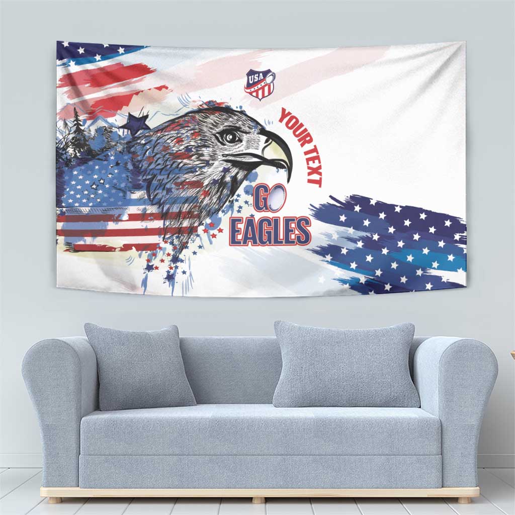 USA 2026 Rugby Custom Tapestry Go Eagle Brushes Style