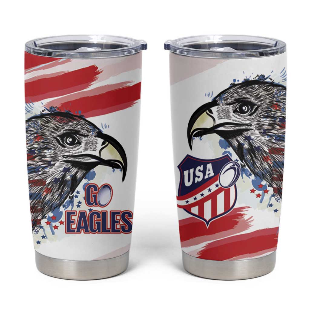 USA 2026 Rugby Custom Tumbler Cup Go Eagle Brushes Style