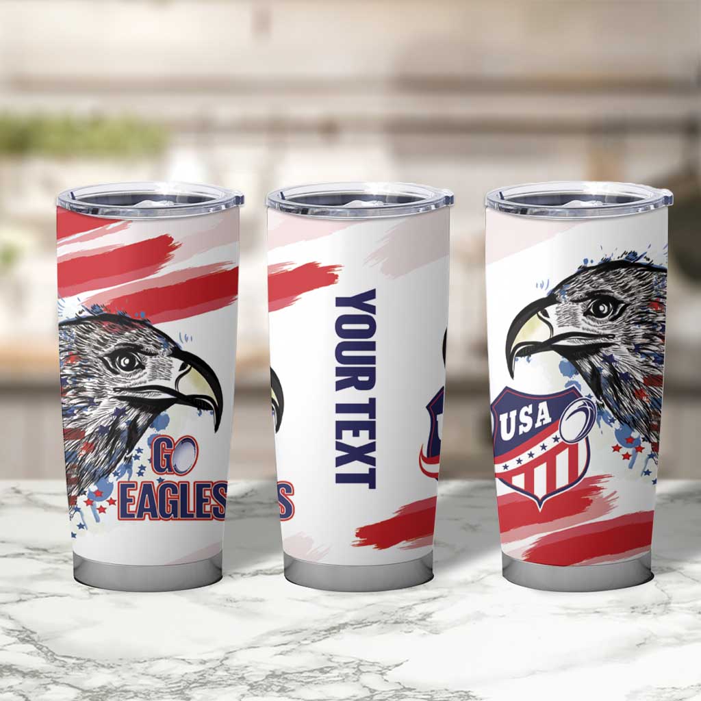 USA 2026 Rugby Custom Tumbler Cup Go Eagle Brushes Style