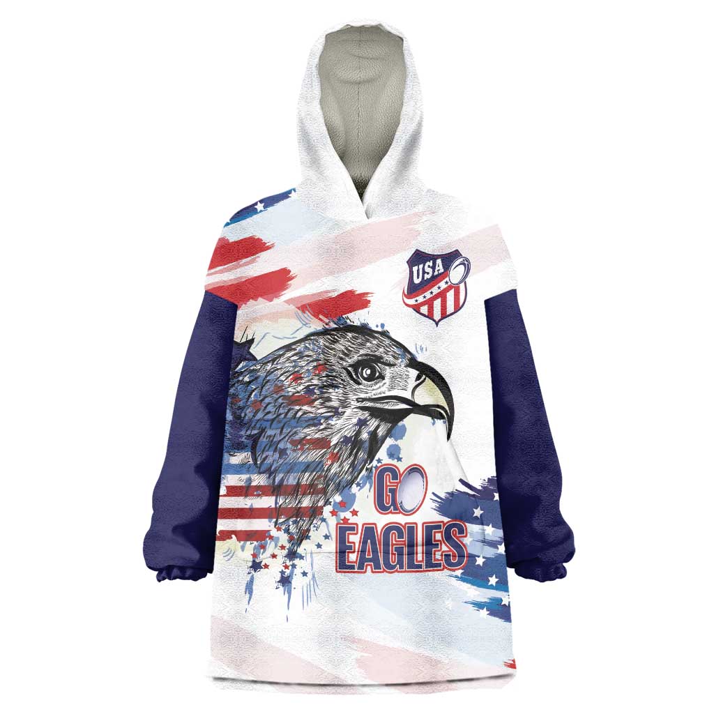 USA 2026 Rugby Custom Wearable Blanket Hoodie Go Eagle Brushes Style