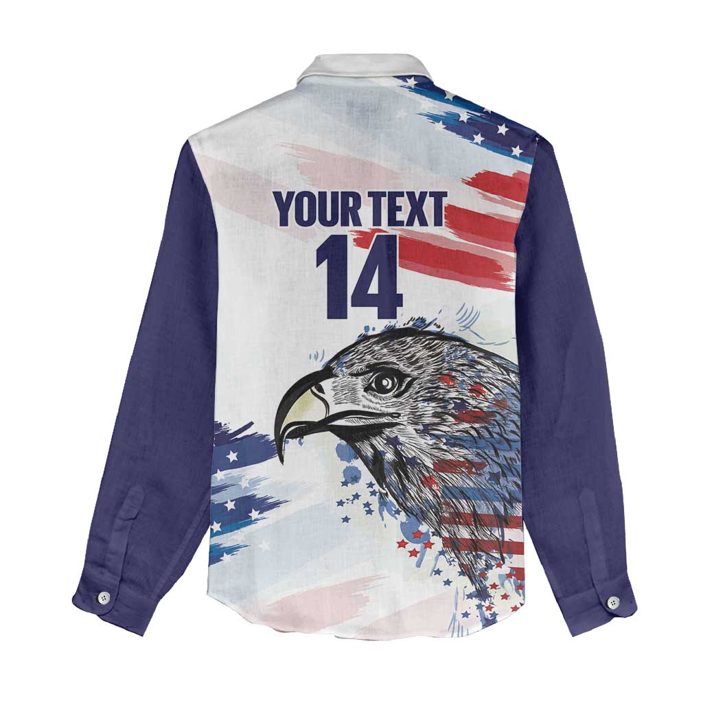 USA 2026 Rugby Custom Women Casual Shirt Go Eagle Brushes Style