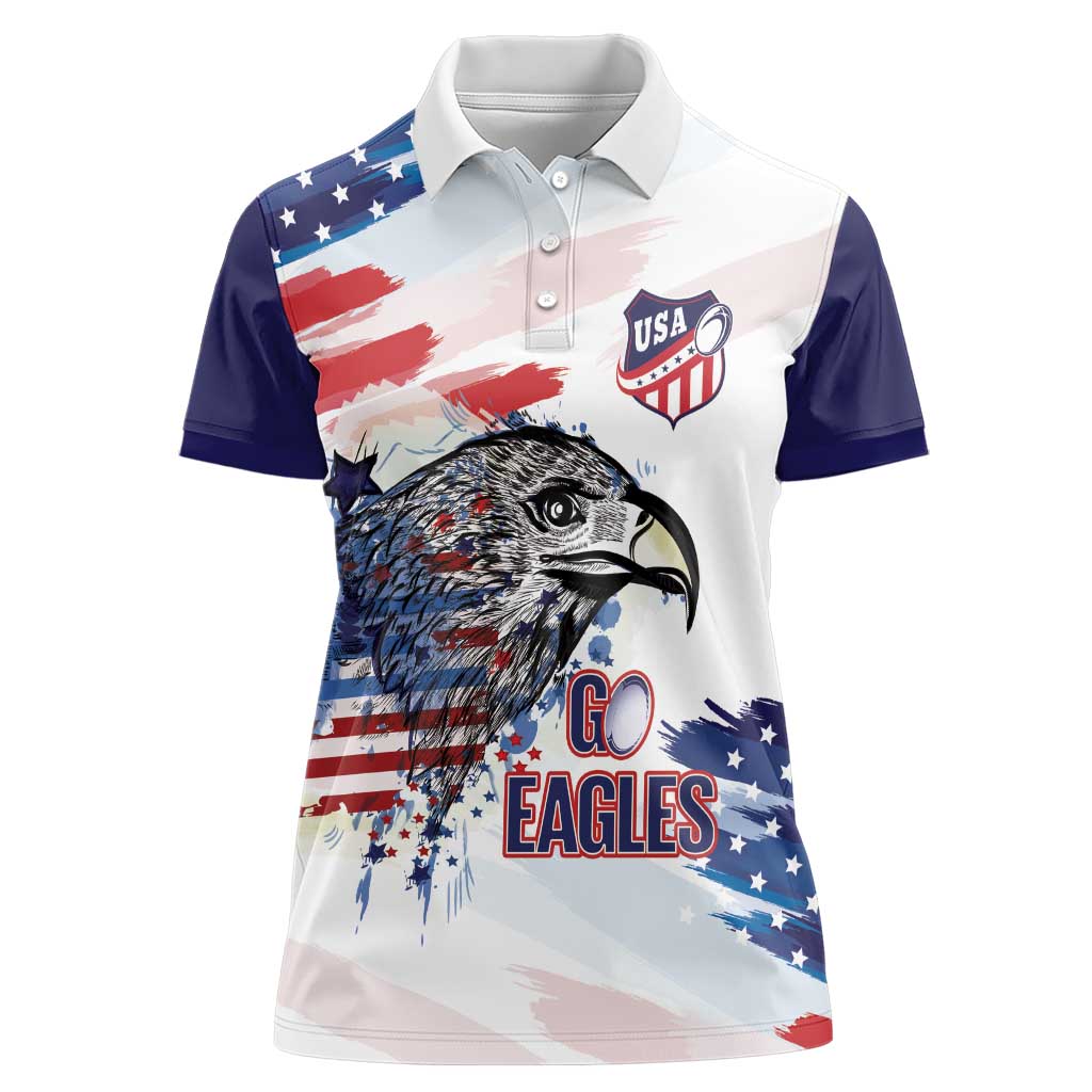 USA 2026 Rugby Custom Women Polo Shirt Go Eagle Brushes Style