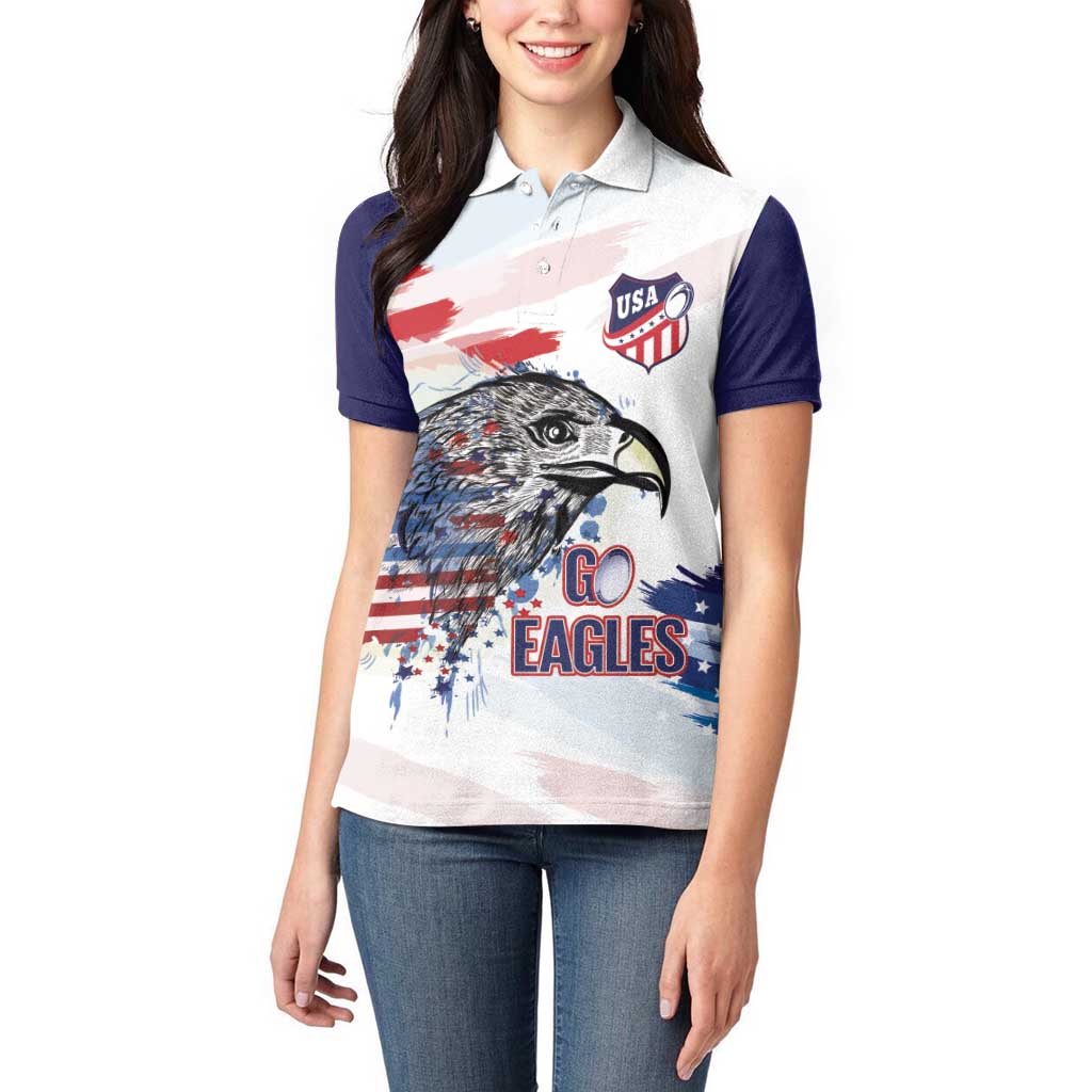 USA 2026 Rugby Custom Women Polo Shirt Go Eagle Brushes Style