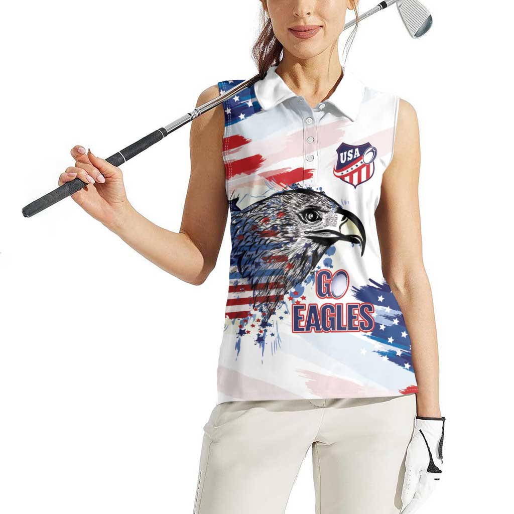 USA 2026 Rugby Custom Women Sleeveless Polo Shirt Go Eagle Brushes Style