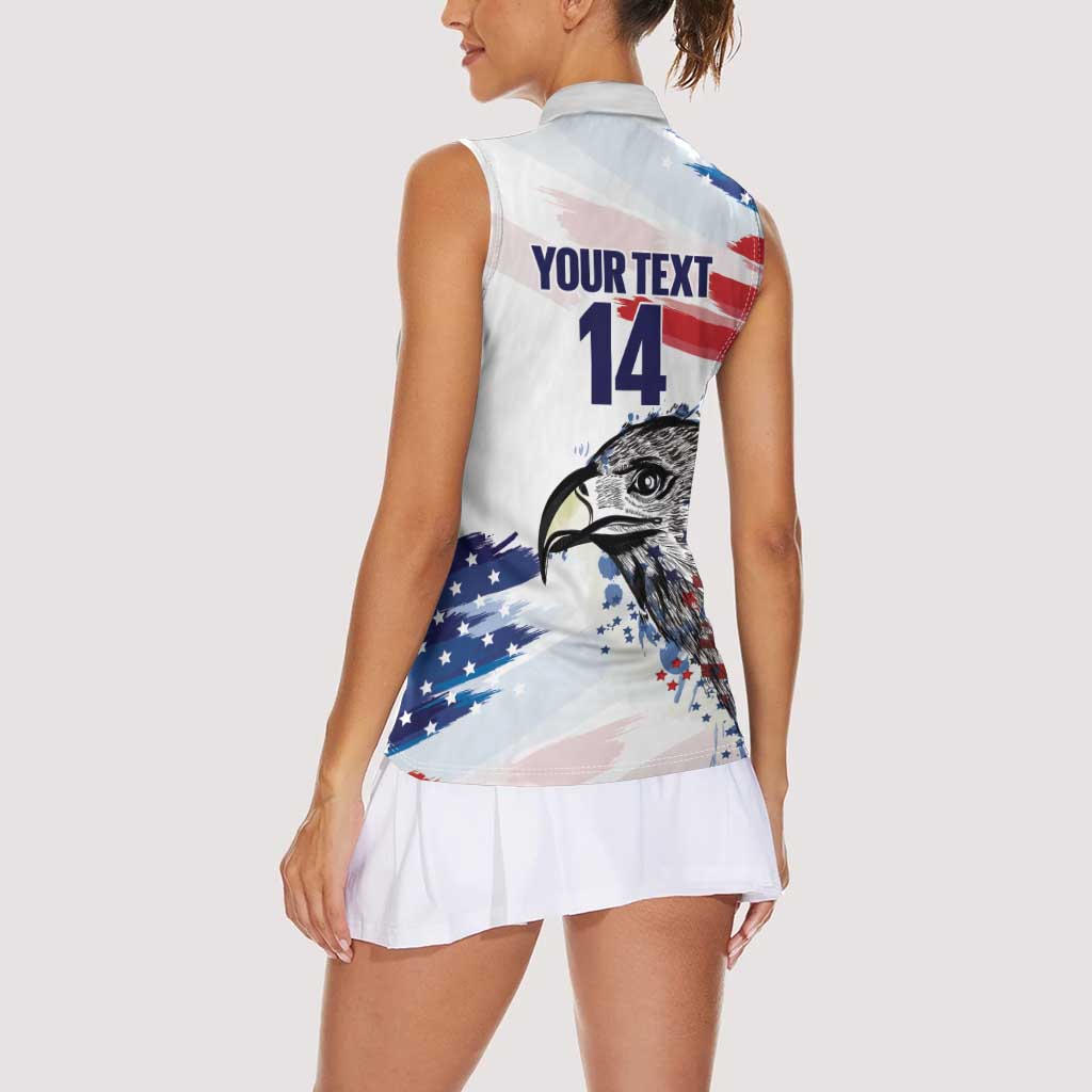 USA 2026 Rugby Custom Women Sleeveless Polo Shirt Go Eagle Brushes Style