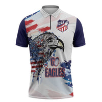USA 2026 Rugby Custom Zipper Polo Shirt Go Eagle Brushes Style