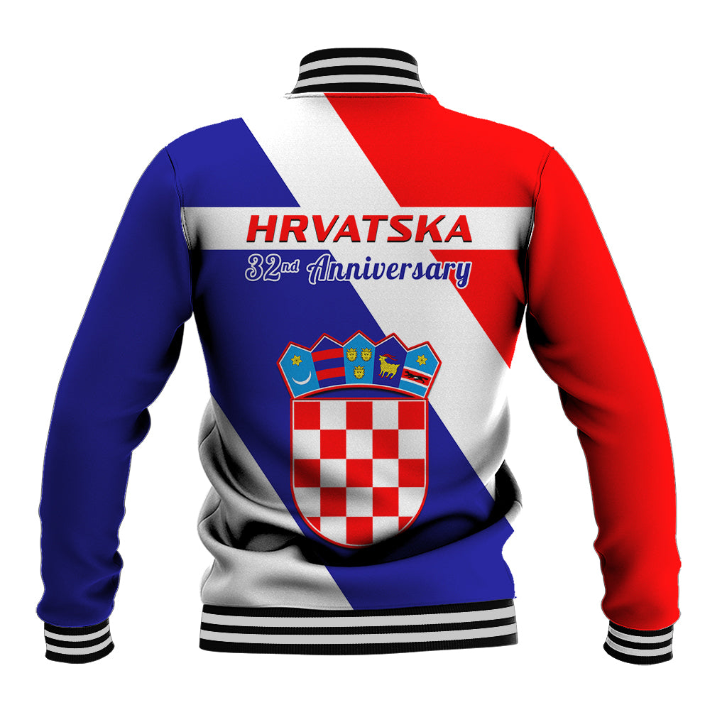 June 25 Croatia Baseball Jacket Independence Day Hrvatska Coat Of Arms 32nd Anniversary - Wonder Print Shop