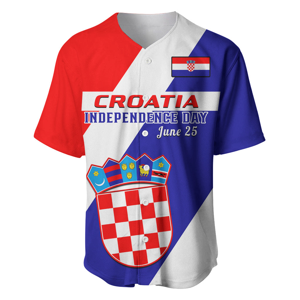 June 25 Croatia Baseball Jersey Independence Day Hrvatska Coat Of Arms 32nd Anniversary - Wonder Print Shop