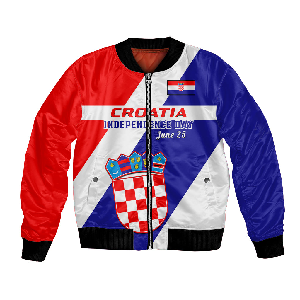 June 25 Croatia Bomber Jacket Independence Day Hrvatska Coat Of Arms 32nd Anniversary - Wonder Print Shop