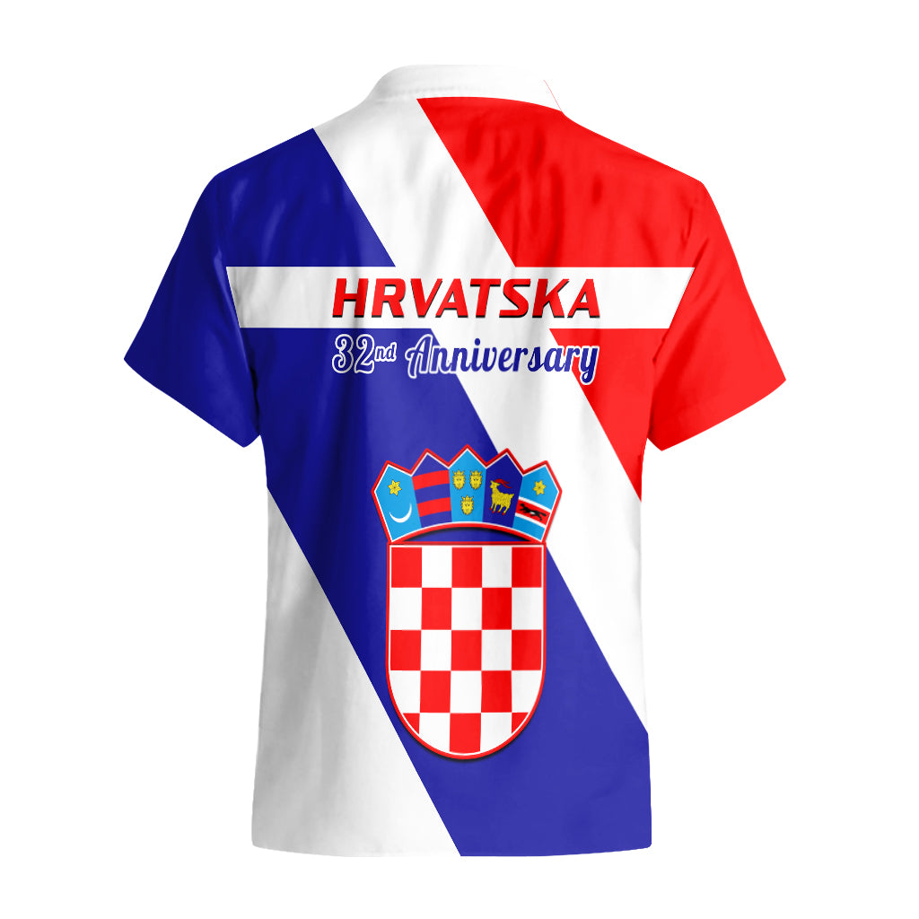 June 25 Croatia Hawaiian Shirt Independence Day Hrvatska Coat Of Arms 32nd Anniversary - Wonder Print Shop