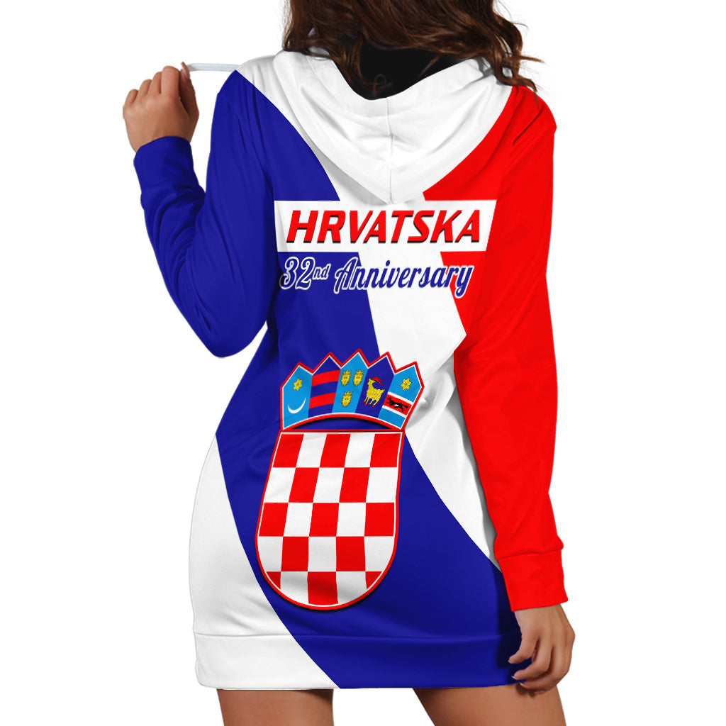 June 25 Croatia Hoodie Dress Independence Day Hrvatska Coat Of Arms 32nd Anniversary - Wonder Print Shop