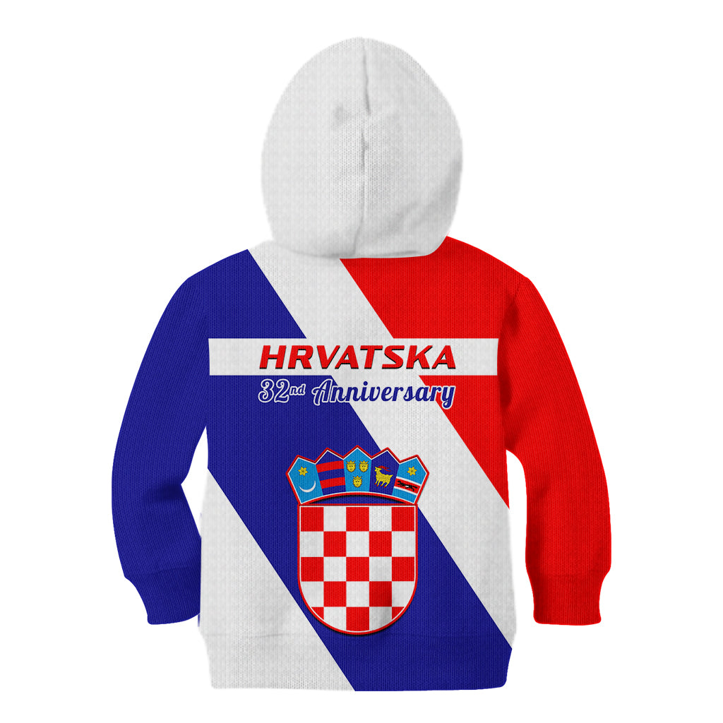 June 25 Croatia Kid Hoodie Independence Day Hrvatska Coat Of Arms 32nd Anniversary - Wonder Print Shop