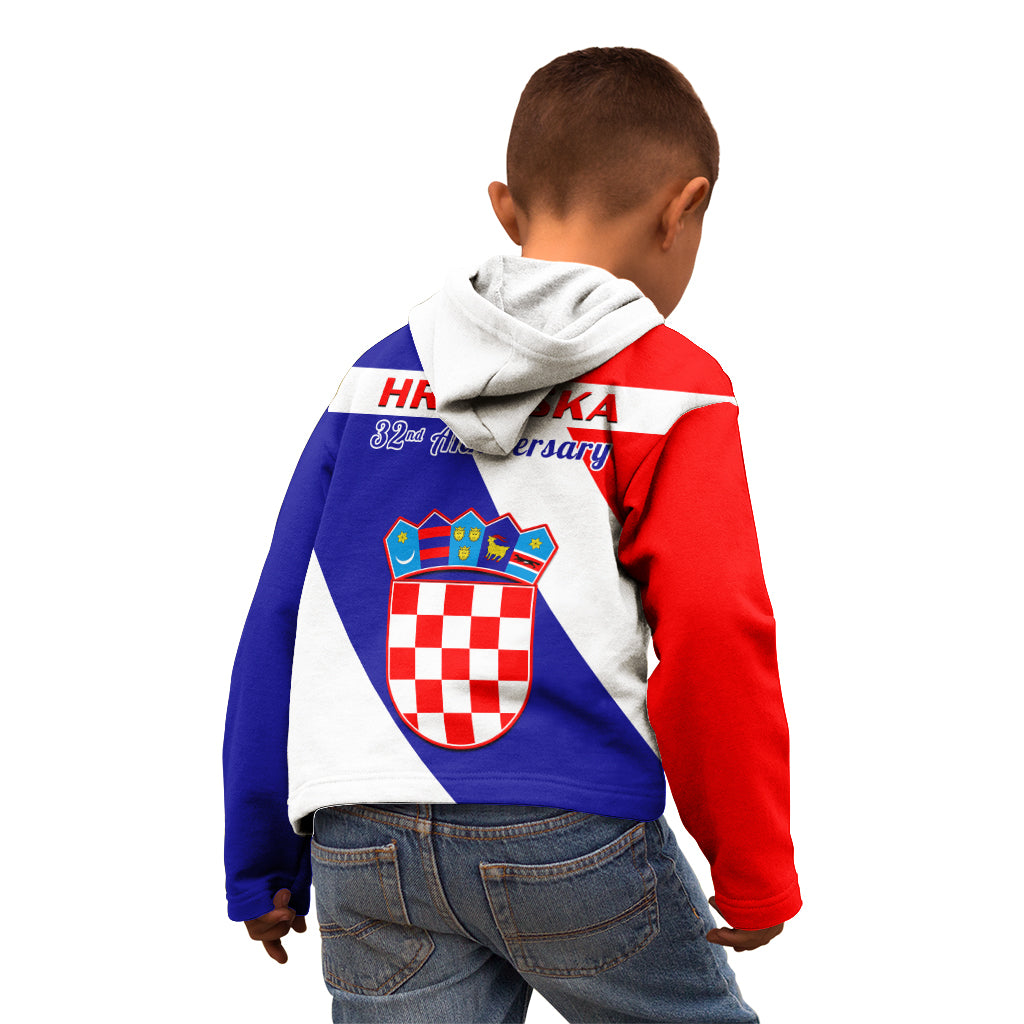 June 25 Croatia Kid Hoodie Independence Day Hrvatska Coat Of Arms 32nd Anniversary - Wonder Print Shop