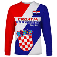 June 25 Croatia Long Sleeve Shirt Independence Day Hrvatska Coat Of Arms 32nd Anniversary - Wonder Print Shop
