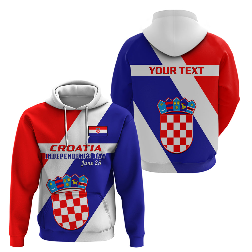 Custom June 25 Croatia Hoodie Independence Day Hrvatska Coat Of Arms 32nd Anniversary - Wonder Print Shop