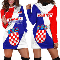 Personalised June 25 Croatia Hoodie Dress Independence Day Hrvatska Coat Of Arms 32nd Anniversary - Wonder Print Shop