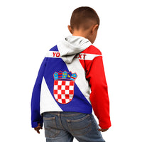 Personalised June 25 Croatia Kid Hoodie Independence Day Hrvatska Coat Of Arms 32nd Anniversary - Wonder Print Shop