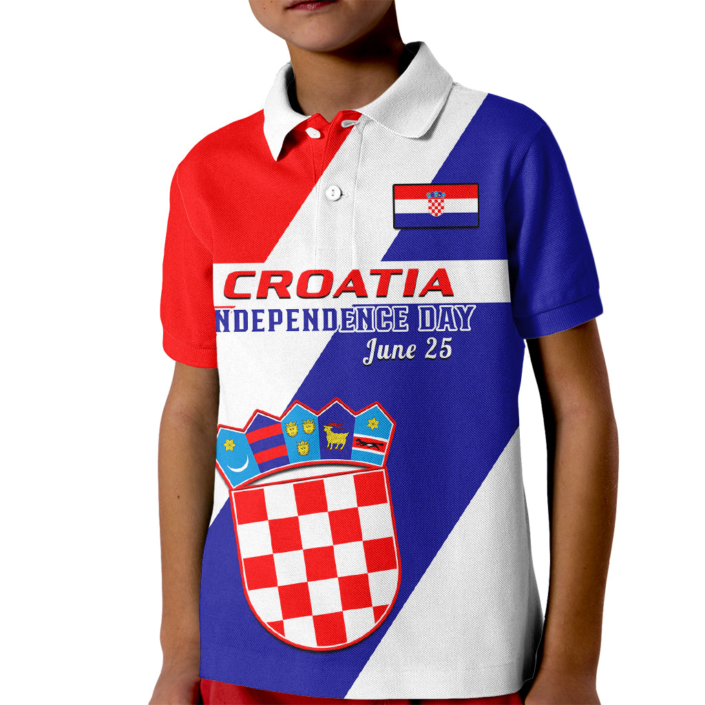 personalised-june-25-croatia-kid-polo-shirt-independence-day-hrvatska-coat-of-arms-32nd-anniversary