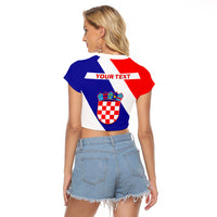 Personalised June 25 Croatia Raglan Cropped T Shirt Independence Day Hrvatska Coat Of Arms 32nd Anniversary - Wonder Print Shop