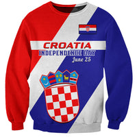 Personalised June 25 Croatia Sweatshirt Independence Day Hrvatska Coat Of Arms 32nd Anniversary - Wonder Print Shop