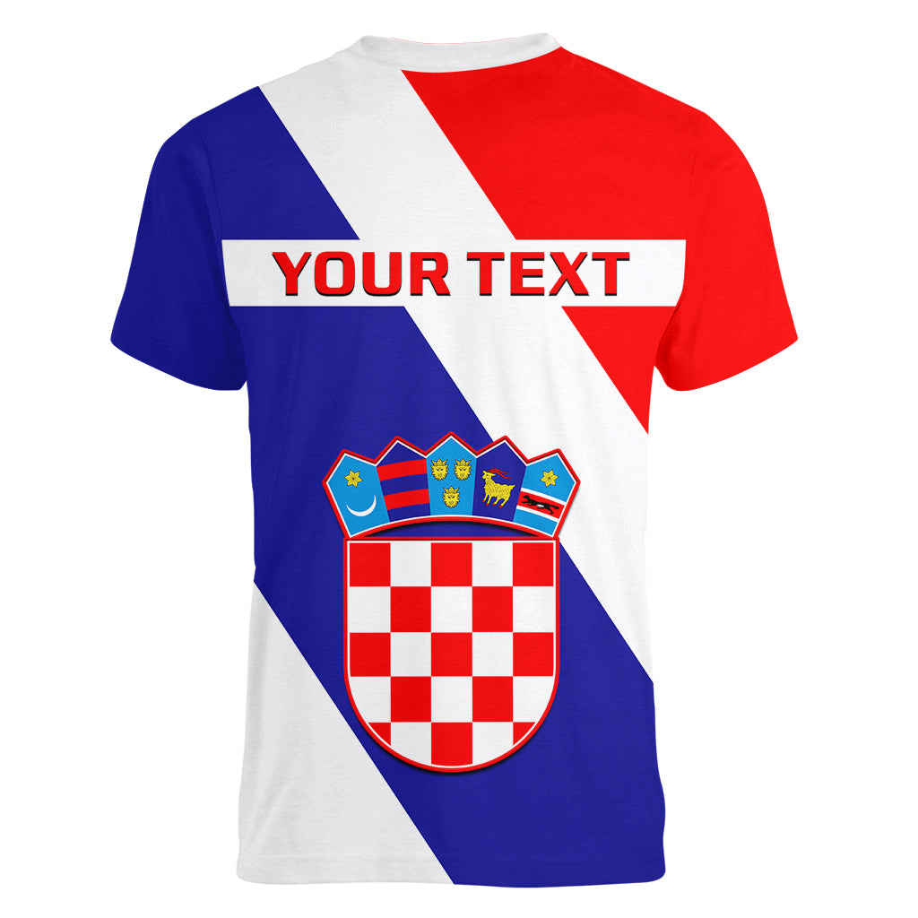Personalised June 25 Croatia Women V Neck T Shirt Independence Day Hrvatska Coat Of Arms 32nd Anniversary - Wonder Print Shop
