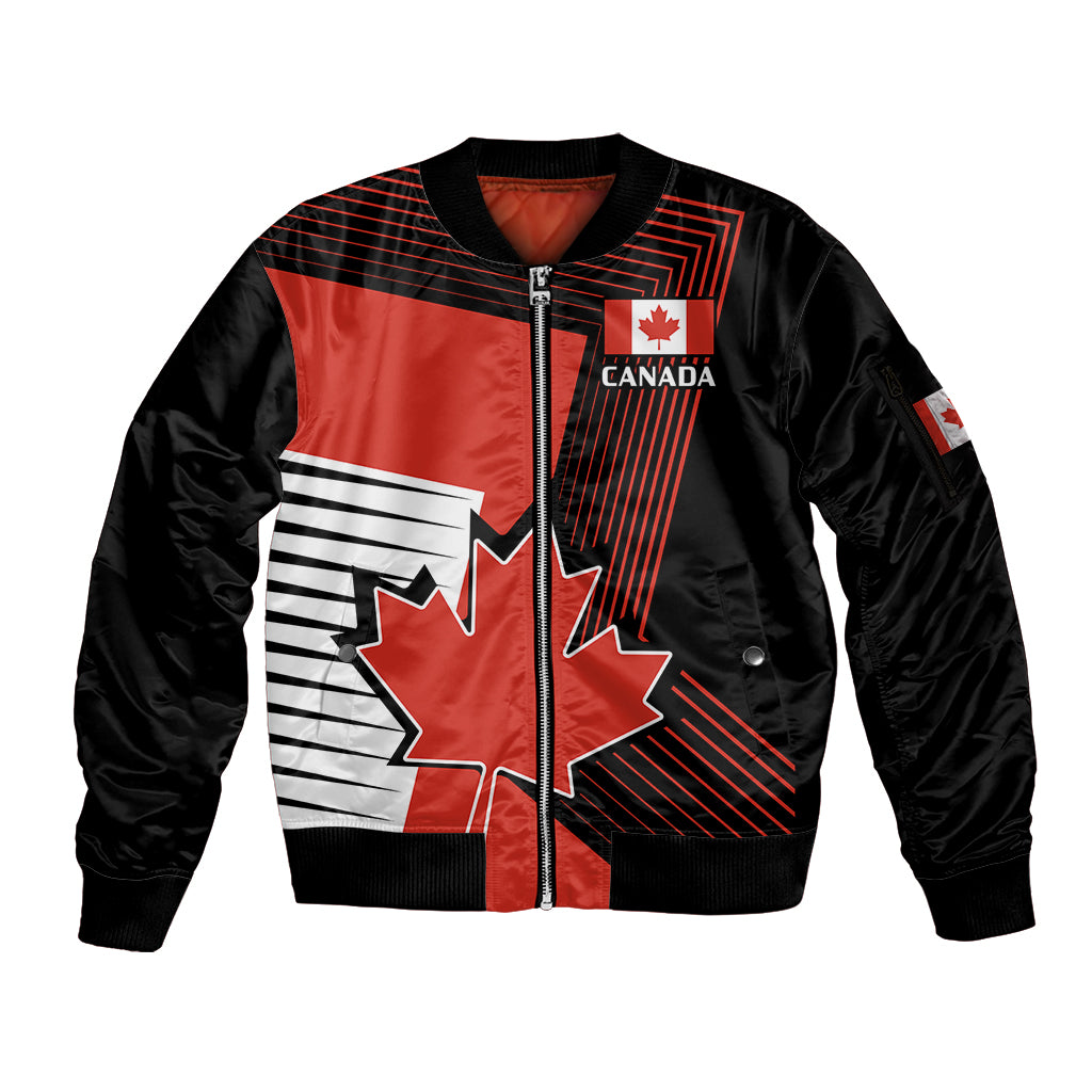 July 1 Canada Sleeve Zip Bomber Jacket Independence Day with Canadian Maple Leaf - Wonder Print Shop