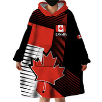 July 1 Canada Wearable Blanket Hoodie Independence Day with Canadian Maple Leaf - Wonder Print Shop