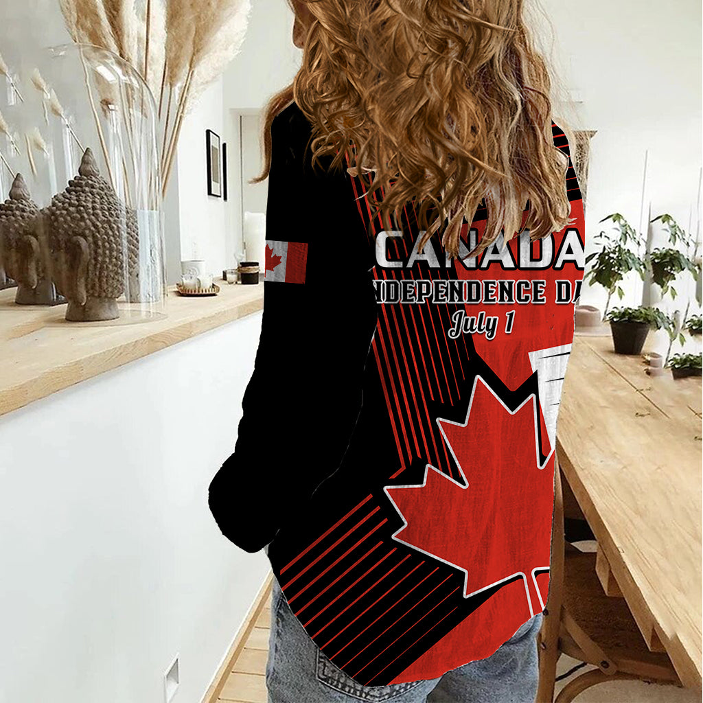 July 1 Canada Women Casual Shirt Independence Day with Canadian Maple Leaf - Wonder Print Shop