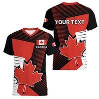 Personalised July 1 Canada Women V Neck T Shirt Independence Day with Canadian Maple Leaf - Wonder Print Shop