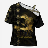 Afro-Haitians Ayiti Cherie Cross Shoulder Shirt Haiti Map Kanson Wouj Veve Vodou