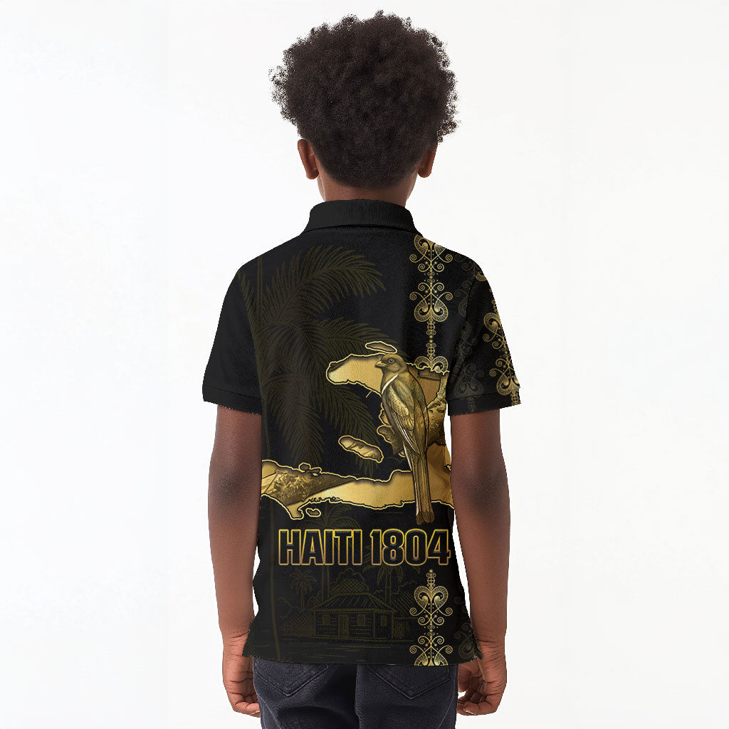 Afro-Haitians Ayiti Cherie Kid Polo Shirt Haiti Map Kanson Wouj Veve Vodou
