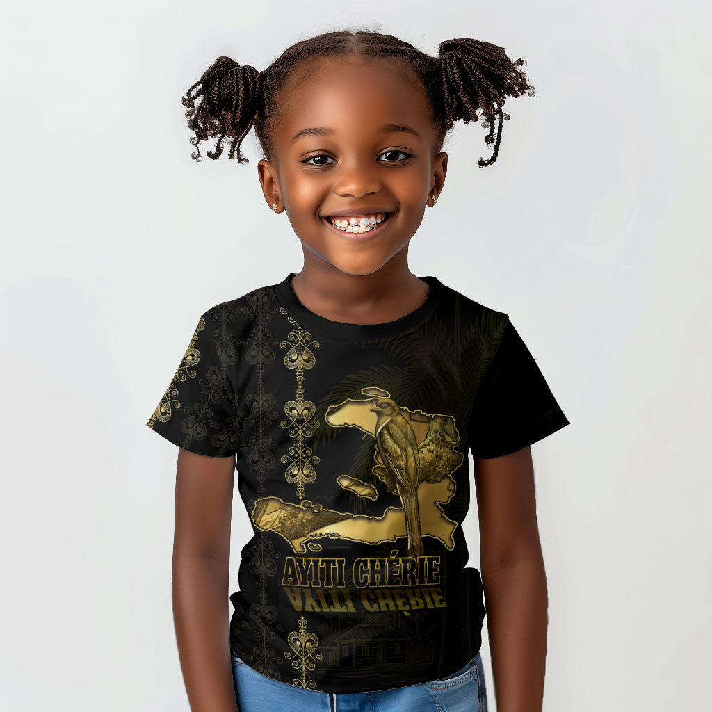 Afro-Haitians Ayiti Cherie Kid T shirt Haiti Map Kanson Wouj Veve Vodou
