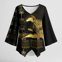 Afro-Haitians Ayiti Cherie Kimono Sleeve Blouse Haiti Map Kanson Wouj Veve Vodou