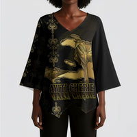 Afro-Haitians Ayiti Cherie Kimono Sleeve Blouse Haiti Map Kanson Wouj Veve Vodou