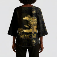 Afro-Haitians Ayiti Cherie Kimono Sleeve Blouse Haiti Map Kanson Wouj Veve Vodou
