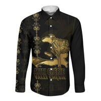 Afro-Haitians Ayiti Cherie Long Sleeve Button Shirt Haiti Map Kanson Wouj Veve Vodou
