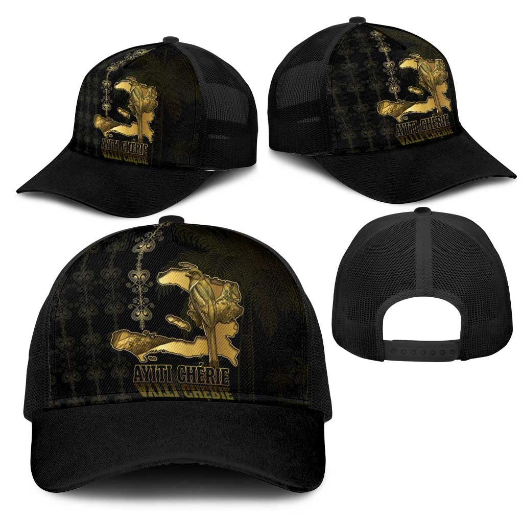 Afro-Haitians Ayiti Cherie Mesh Trucker Cap Haiti Map Kanson Wouj Veve Vodou