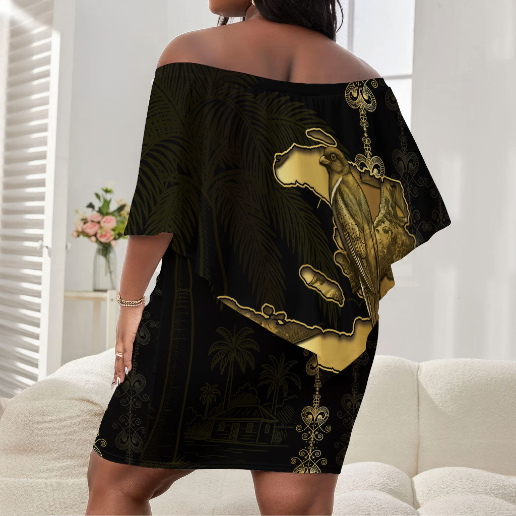 Afro-Haitians Ayiti Cherie Off Shoulder Short Dress Haiti Map Kanson Wouj Veve Vodou