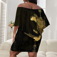 Afro-Haitians Ayiti Cherie Off Shoulder Short Dress Haiti Map Kanson Wouj Veve Vodou