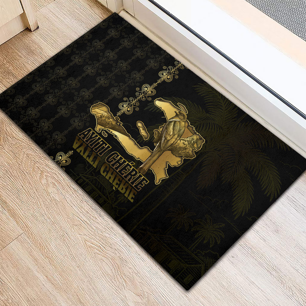 Afro-Haitians Ayiti Cherie Rubber Doormat Haiti Map Kanson Wouj Veve Vodou