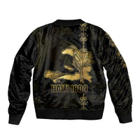 Afro-Haitians Ayiti Cherie Sleeve Zip Bomber Jacket Haiti Map Kanson Wouj Veve Vodou