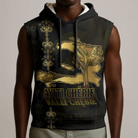Afro-Haitians Ayiti Cherie Sleeveless Hoodie Haiti Map Kanson Wouj Veve Vodou