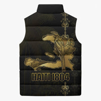 Afro-Haitians Ayiti Cherie Sleeveless Puffer Jacket Haiti Map Kanson Wouj Veve Vodou